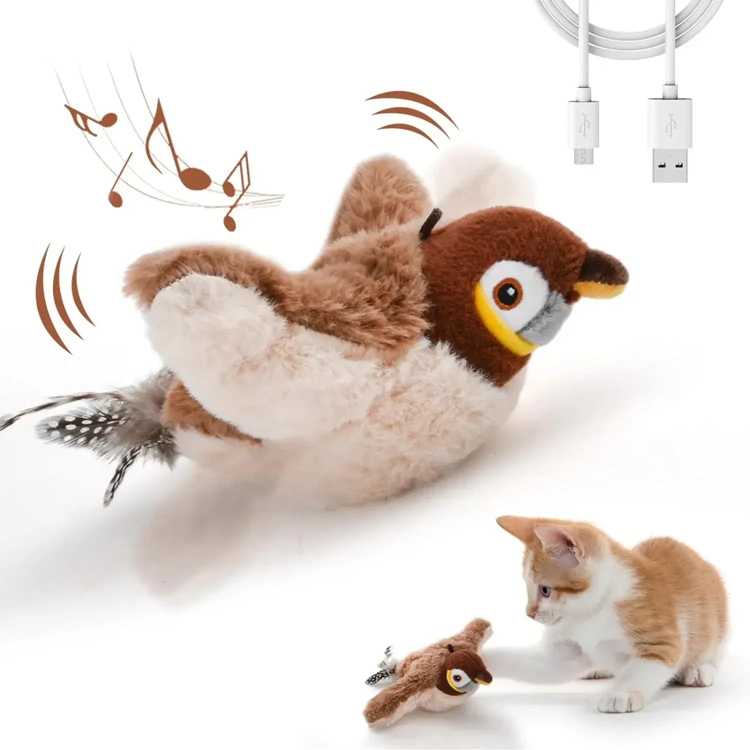 TweetJoy Rechargeable Chirping Flapping Bird Toy for Cats